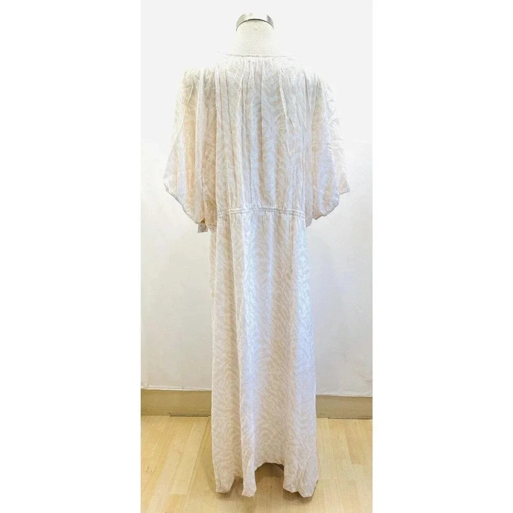 NWT NINE WEST Women Short Sleeve Full Length Lined Peach Boho Maxi Dress Size 4X - Picture 6 of 12